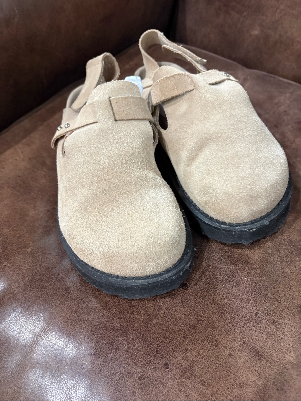 Zara Suede Slip-On Loafers in Light Tan